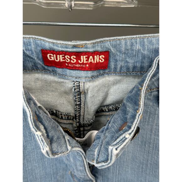 Guess Jeans Skirt Denim Light Wash Flared Hem Initial Detail Womens - Picture 4 of 5